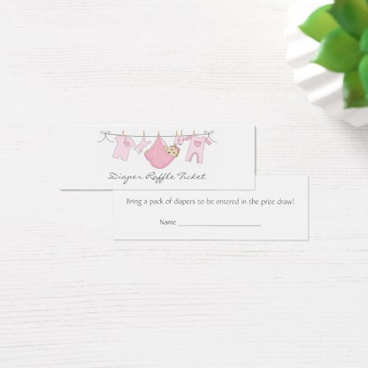 Baby Girl Clothes Line Diaper Raffle - Skinny Card (Desk)