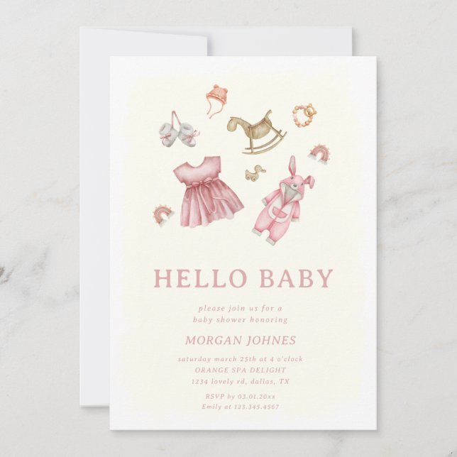 Baby Girl Clothes Nursery baby shower invitation (Front)