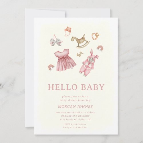 Baby Girl Clothes Nursery baby shower invitation