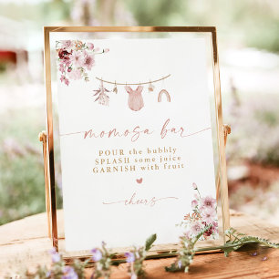 Baby GIrl Clothesline Baby Shower Momosa Bar Sign