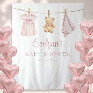 Baby Girl Clothesline Baby Shower Photo Backdrop
