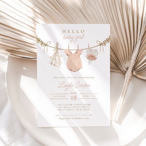 Baby Girl Clothesline Blush Pink Boho Baby Shower