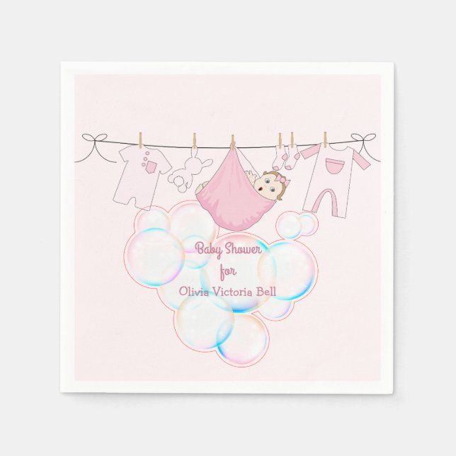 Baby Girl Clothesline In Pink Napkins (Front)