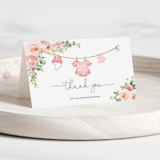 Baby Girl Clothesline Thank you Card (Creator Uploaded)