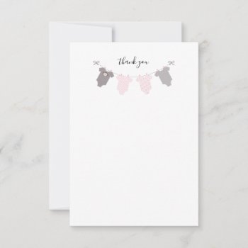 Baby Girl Clothesline Thank You Note by lemontreecards at Zazzle