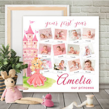 Baby Girl Collages 12 Photo Newborn Metric 1 year