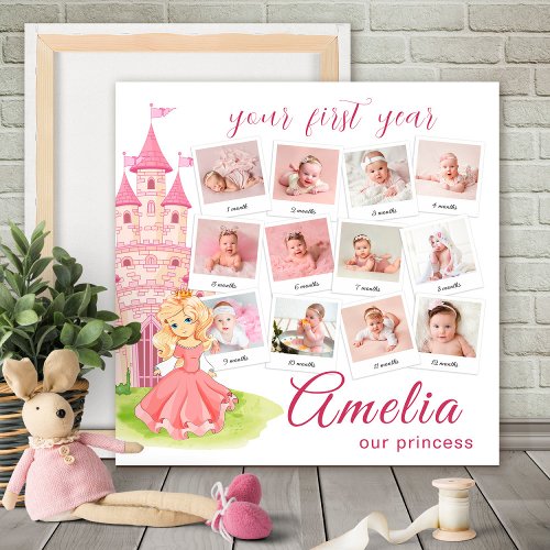 Baby Girl Collages 12 Photo Newborn Metric 1 year Foam Board