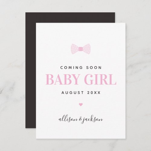 Baby Girl Coming Soon Pink Pregnancy Announcement