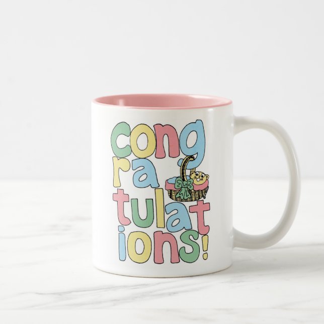 BABY (Girl) Congratulations Two-Tone Coffee Mug (Right)