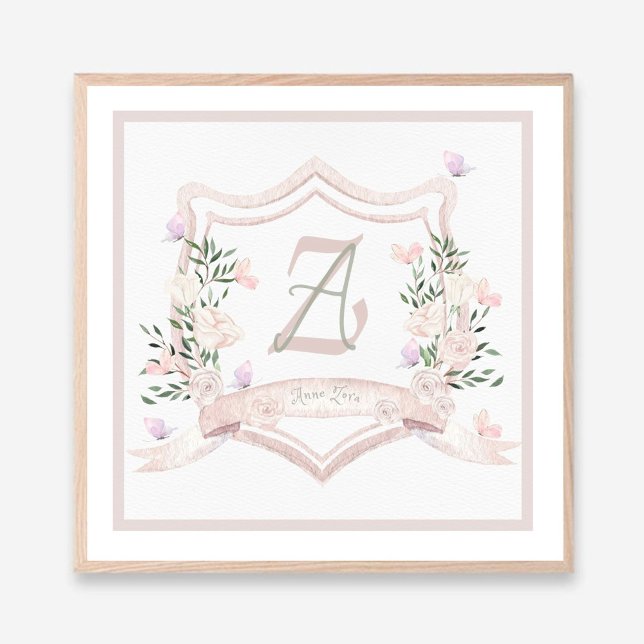 Baby Girl Crest Monogram Wall Print (Creator Uploaded)
