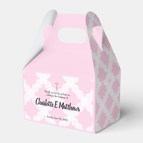 Baby Girl Custom Name Pink Baptism Favor Box