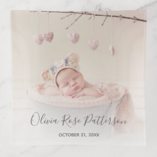 Baby Girl Custom Photo Personalized Keepsake Trinket Tray