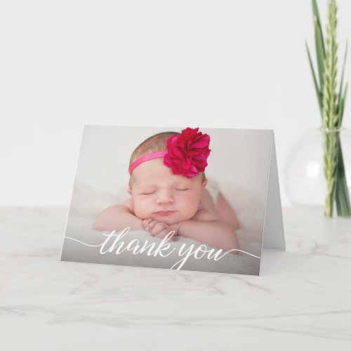 Baby girl custom photo Stats Thank you Script Card