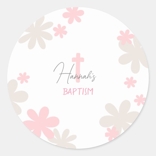Baby Girl Cute Baptism Table Confetti Sticker   (Front)