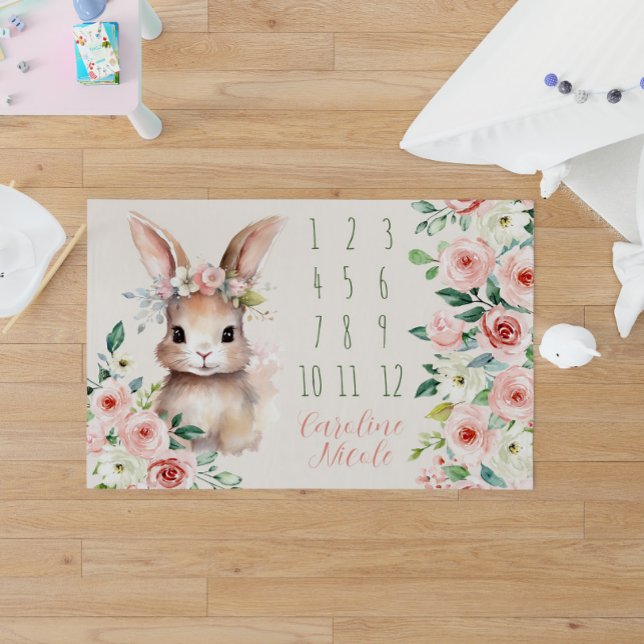 Baby Girl Cute Bunny Floral Blanket (Baby Girl Cute Bunny Floral Blanket)
