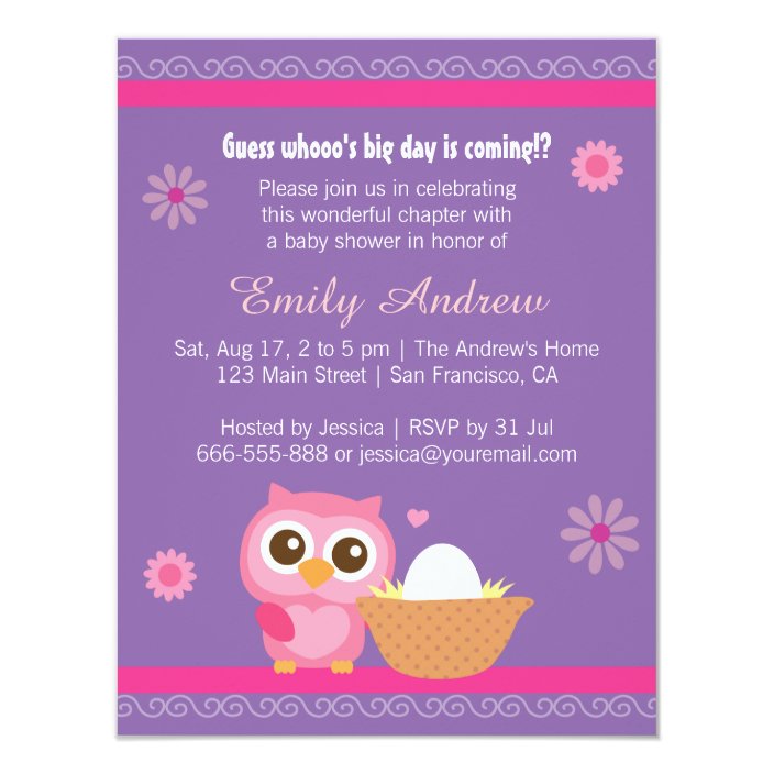 owl baby shower invitations girl