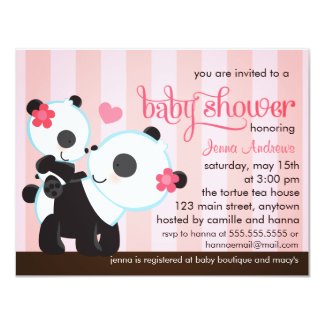 Baby Girl Cute Panda Baby Shower Card