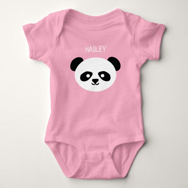 Baby Girl Cute Panda Personalized Kawaii Baby Bodysuit (Front)