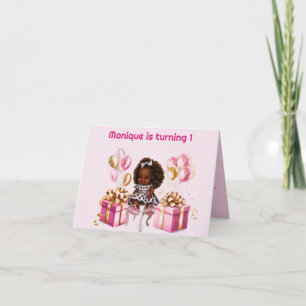 Baby Girl Dark Skin Curls 1st Birthday Invitation