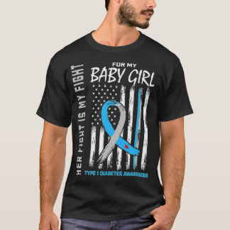 Baby Girl Daughter Type 1 Diabetes Awareness Flag  T-Shirt