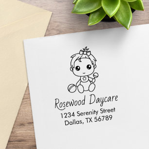 Baby Girl Daycare Childcare Address Rubber Stamp