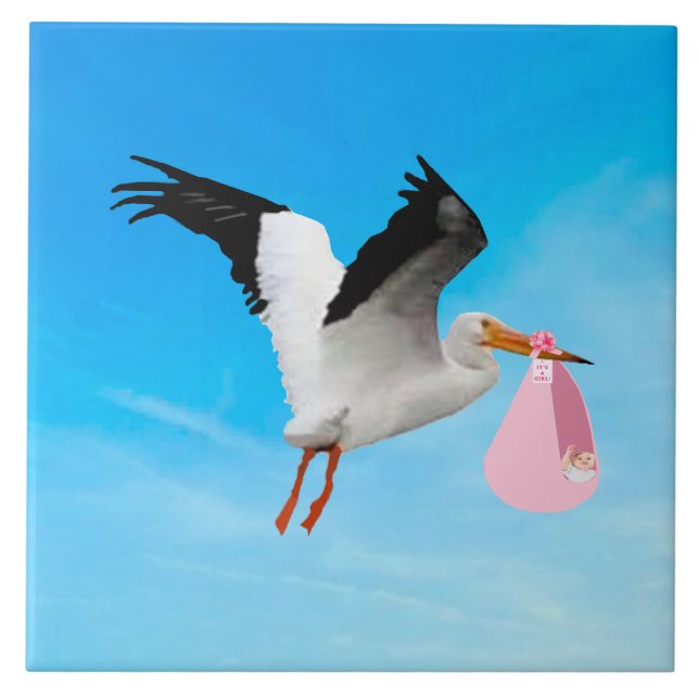 Baby Girl Delivery Ceramic Tile (Front)