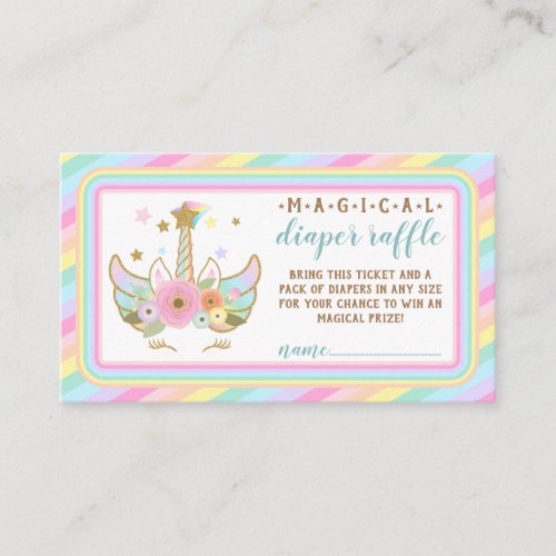 baby girl diaper raffle unicorn enclosure card