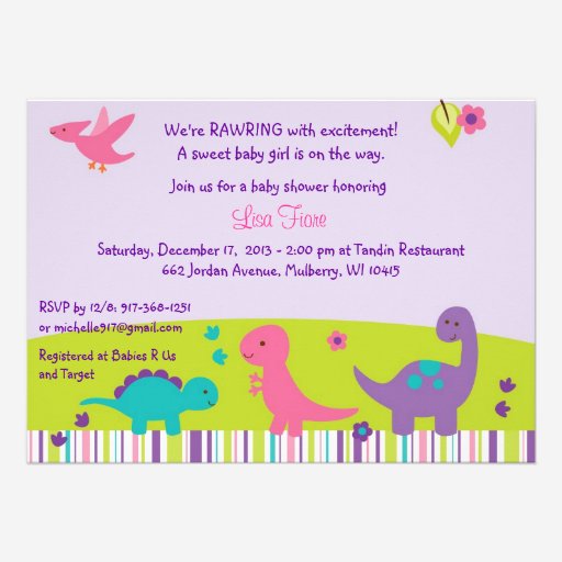 Dinosaur Themed Baby Shower Invites Templates For Girl Babyfavors4u