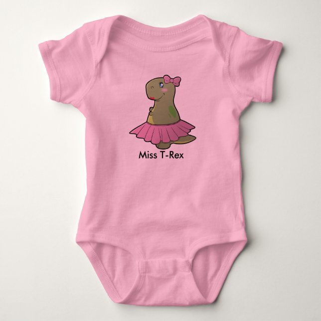 Baby Girl Dinosaur Miss T-Rex Bodysuit Tutu (Front)