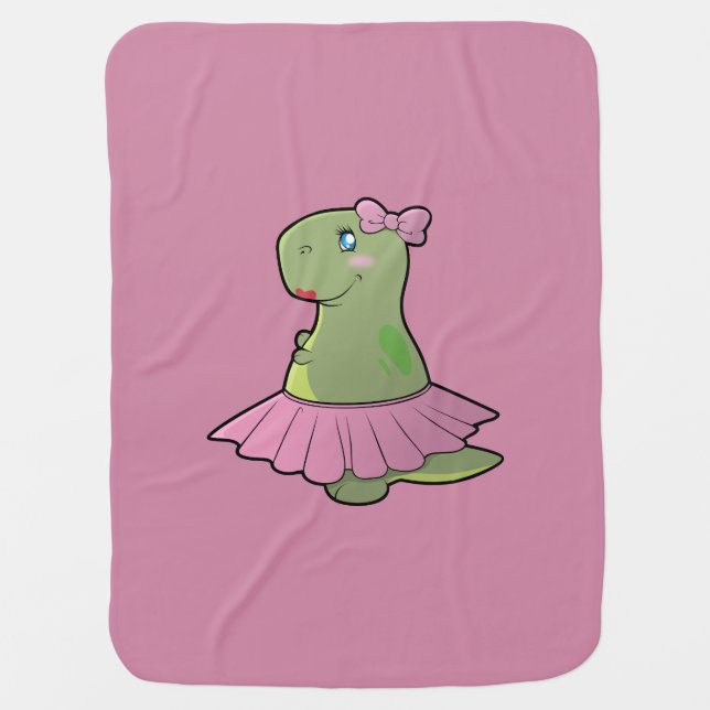 Baby Girl Dinosaur T-Rex Blanket (Front)
