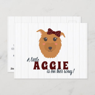 Baby Girl Dog Maroon Baby Shower Invitation Postcard
