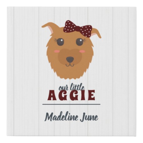 Baby Girl Dog Maroon Faux Canvas Print