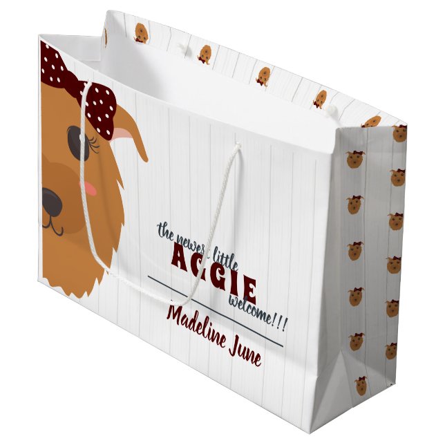 Baby Girl Dog Maroon Large Gift Bag (Front Angled)