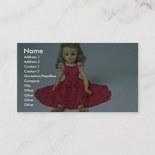 Customizable Baby girl doll dressed in red business card templates