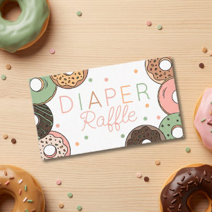 Baby Girl Donuts and Diapers Diaper Raffle Card