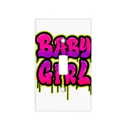 Baby Girl Dripping Word Art Spray Paint Pink Green Light Switch Cover