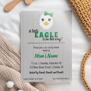 Baby Girl Eagle Green Baby Shower Invitation