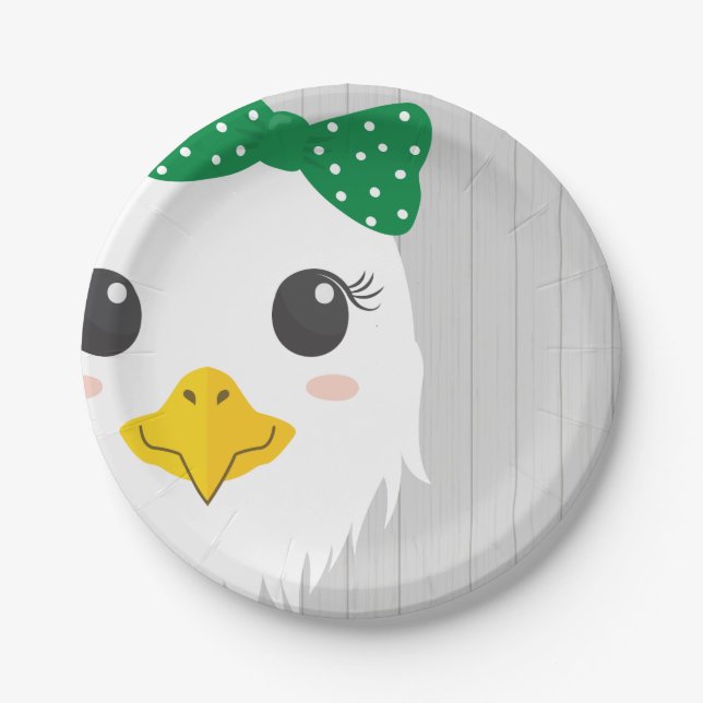 Baby Girl Eagle Green Baby Shower Paper Plates (Front)