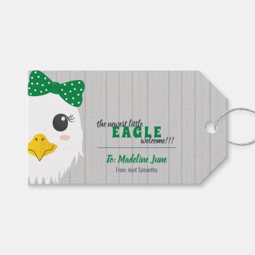 Baby Girl Eagle Green Gift Tags