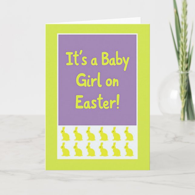 Baby Girl Easter Announcement Card (Front)