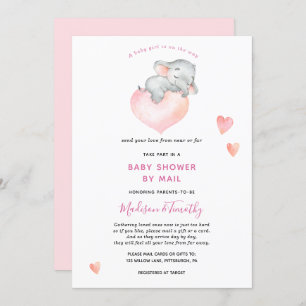 Baby Girl Elephant Baby Shower By Mail Invitation