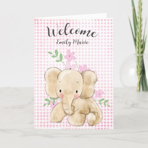 Baby Girl Elephant Congratulations Card