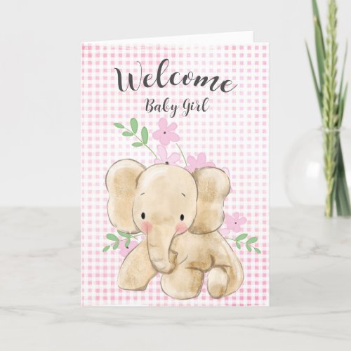 Baby Girl Elephant Congratulations Card