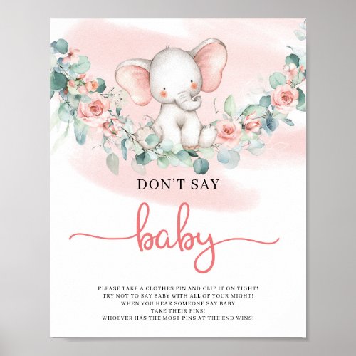 Baby Girl Elephant eucalyptus dont say baby game Poster