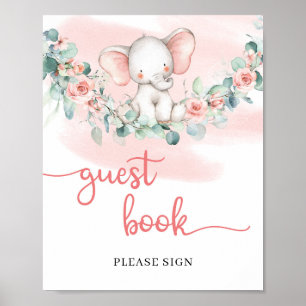 Baby Girl Elephant eucalyptus guest book sign