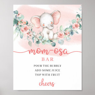 Baby Girl Elephant eucalyptus Mom-osa bar Poster