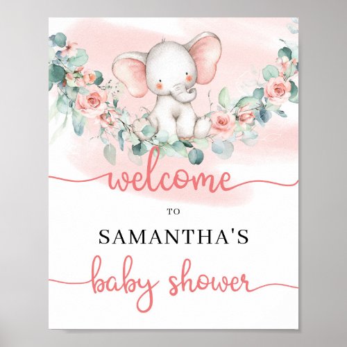 Baby Girl Elephant eucalyptus welcome sign