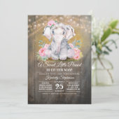 Baby Girl Elephant Floral Baby Shower Invitation (Standing Front)