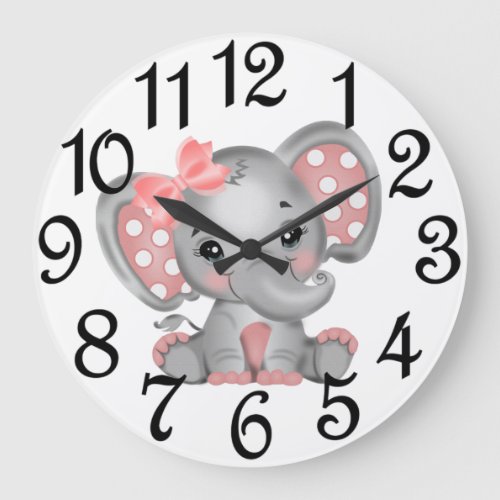 Baby Girl Elephant   Large Clock