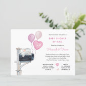 Baby Girl Elephant on Mailbox Shower by Mail Invitation (Standing Front)
